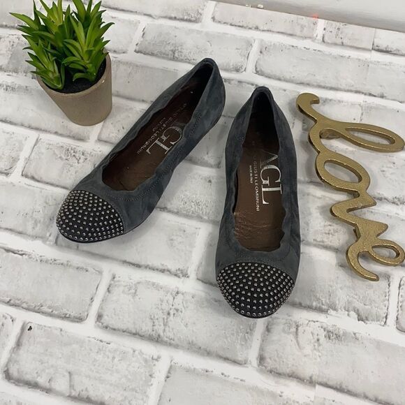 AGL Blakely Studded Toe Suede Flats - Picture 1 of 10